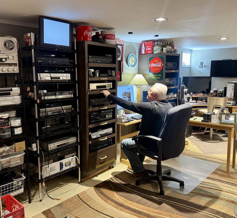 Roy at his media conversion workstation in Hamilton Township
